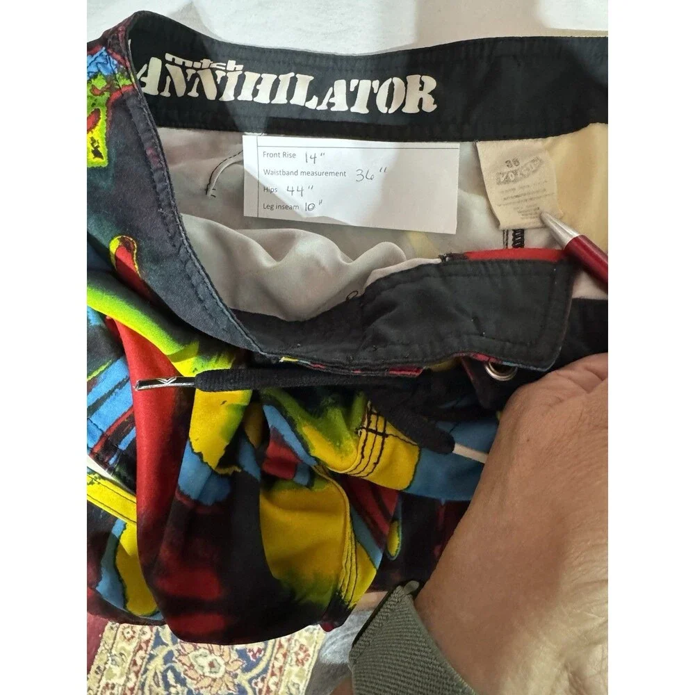 Volcom Annihilator Paintwash Board Shorts Size 36 Swim Trunks Y2K Abstract